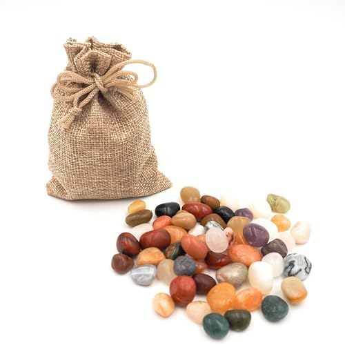 Milaboo® Edelsteine für Kinder im Jutebeutel 250g – ca. 100 hochwertige Trommelsteine in Verschiedene Größen – Perfekt für Kindergeburtstage und Schatzsuchen (1-1,8 cm) von Milaboo