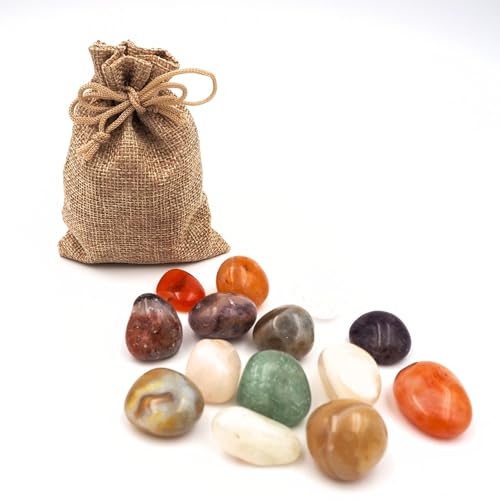 Milaboo® Edelsteine für Kinder im Jutebeutel 250g – ca. 20 hochwertige Trommelsteine in Verschiedene Größen – Perfekt für Kindergeburtstage und Schatzsuchen (2-3 cm) von Milaboo