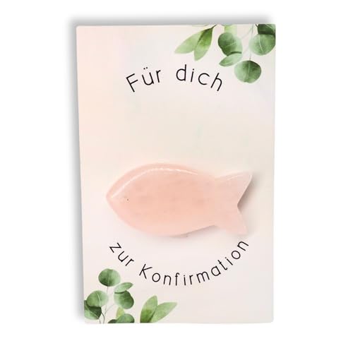 Milaboo® Konfirmationsgeschenk – Rosenquarz Edelstein -Fisch 3-4 cm als Glücksbringer zur Konfirmation (Konfirmation) von Milaboo