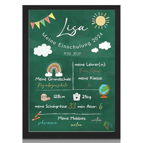 Milaboo® Personalisiertes Poster Einschulung – personalisiertes Geschenk zum Schulstart Mädchen und Junge – Ideen für die Schultüte Schulkind 2025 (Meine Einschulung) von Milaboo