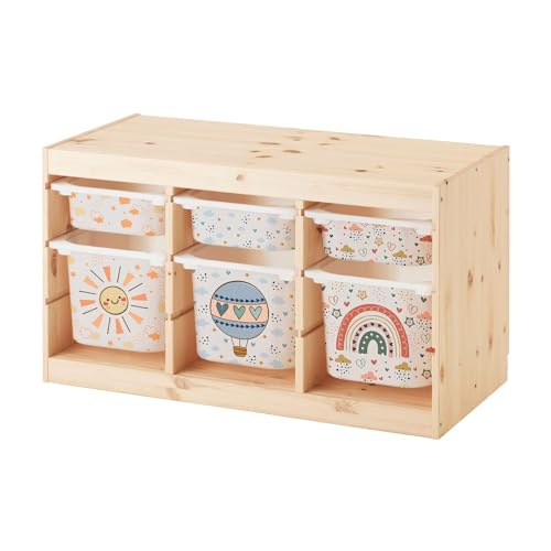 Milaboo® Premium Vinyl Sticker Set passgenau für IKEA TROFAST Regal - 6er Pack, Boho & Beige Töne - Dekorfolien für 3 große & 3 kleine Kisten (Wetter) von Milaboo