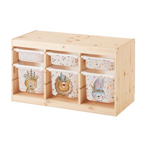 Milaboo® Premium Vinyl Sticker Set passgenau für IKEA TROFAST Regal - 6er Pack, Boho & Beige Töne - Dekorfolien für 3 große & 3 kleine Kisten (boho) von Milaboo