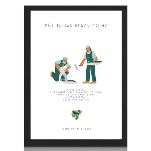 Milaboo® personalisiertes Geldgeschenk Renovierung I besonderes Poster Geschenk mit ausgestanzten Motiven von Milaboo