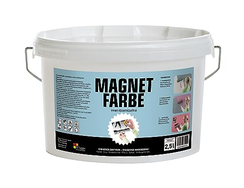 Milacor Magnetfarbe für Innen grau - lösemittelfreie Wandfarbe - überstreichbar, umweltfreundlich - 2,5 Liter von Milacor