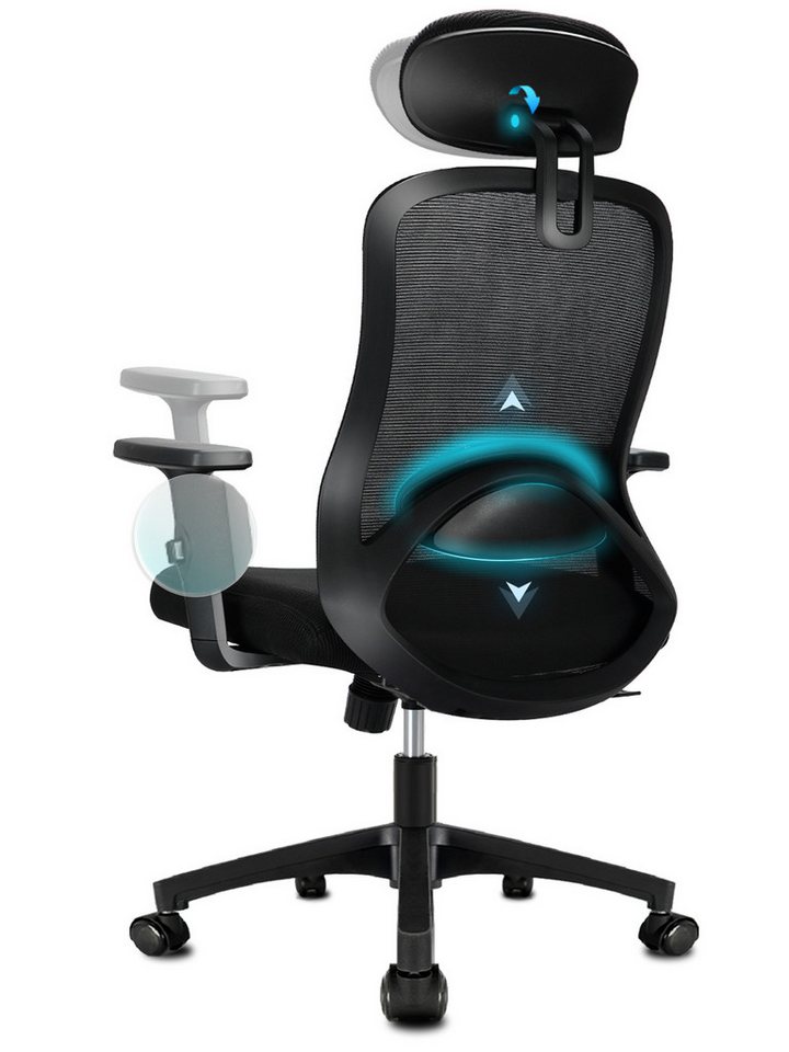 Milacyee Bürostuhl Ergonomisch,Chefsessel Wippfunktion abschließbar Stuhl,Bürostuhl (abschließbar Wippfunktion und Höhenverstellbar,NetzbezugDrehstuhl,Schreibtischstuhl), Bürostuhl 150KG von Milacyee