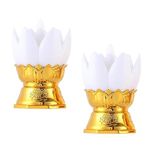 Milageto 2 Stück buddhistisches Licht, LED-Lotus-Lampe, Heimdekoration, flammenlose Kerze für den Innenbereich, elektrische Kerze für Büro-Buddha-Anlässe, Milageto 2 Stück buddhistisches Licht, LED-Lotus-Lampe, Heimdekoration, flammenlose Kerze für den Innenbereich, elektrische Kerze für Büro-Buddha-Anlässe, von Milageto