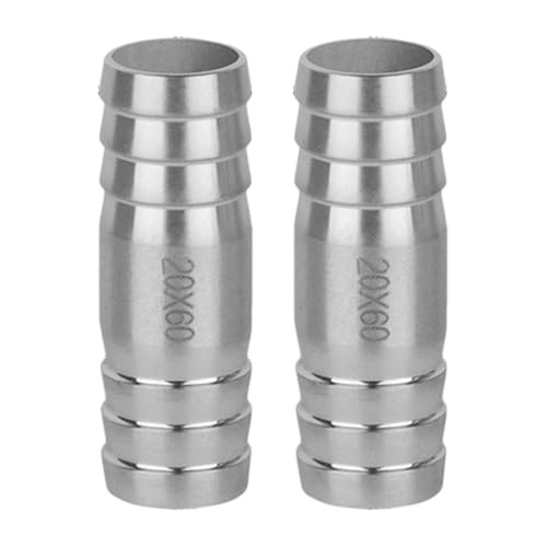 Milageto 2X Barb Splicer Mender, Edelstahl Union Koppler, Gerade für Öl/Wasser/Luft Schlauch Anschluss Schlauch Fitting, 20 Mm X 60 Mm von Milageto