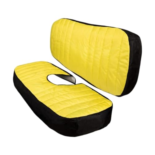 Milageto 300D Oxford Rasenmäher Sitzbezug Set LP66449 Reißfest Wasserdicht für Xuv 560E/590E, Gelb Installieren von Milageto
