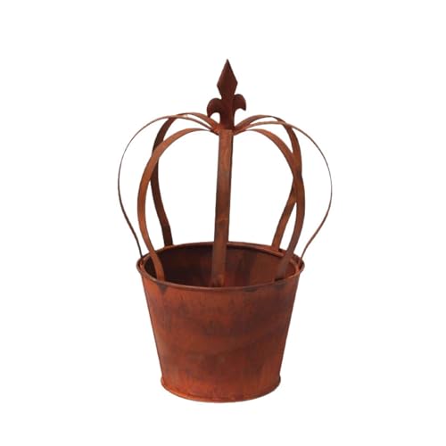 Milageto Blumentopf aus Eisen im Used-Look, klassisch, rustikal, Blumenarrangement-Behälter, Blumenkübel, Vintage, Kleiner Topf für die Fensterbank vor der, 21x21x33cm von Milageto