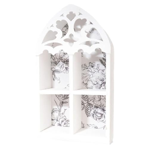 Milageto Display Regal Hanges Regal Home Room Decor Figur aus Anzeige Regal Holzregal für ätherische Öle Edelstein -Souvenirs, Weißes 4-Gitter Milageto Display Regal Hanges Regal Home Room Decor Figur aus Anzeige Regal Holzregal für ätherische Öle Edelstein -Souvenirs, Weißes 4-Gitter von Milageto