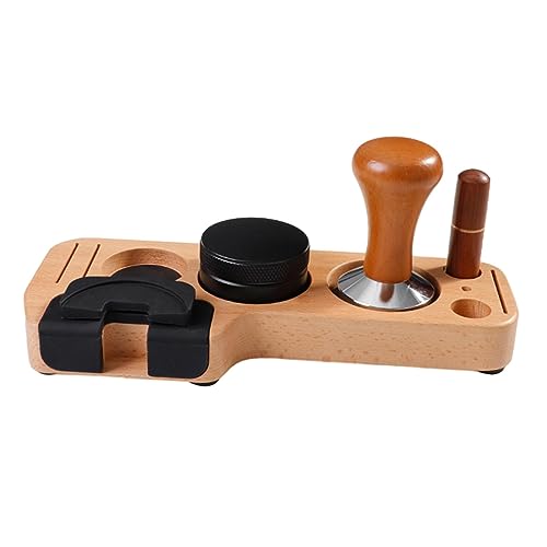 Milageto Espresso-Zubehör-Sets, Espresso-Manipulationsstation, rutschfestes Barista-Werkzeug, Holz-Kaffeefilter-Manipulationshalter-Sets für Küchen, Buche 58mm von Milageto