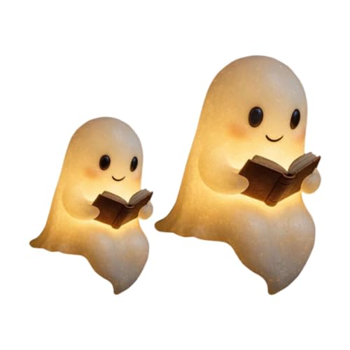 Milageto Geister-Leselampe, niedliche Geister-Leselampe, Halloween-Dekoration LED-Geisterlampe, gruseliges LED-Nachtlicht, Halloween-Geisterstatue Dekoration für Leser und Buchliebhaber, Kaminsims Milageto Geister-Leselampe, niedliche Geister-Leselampe, Halloween-Dekoration LED-Geisterlampe, gruseliges LED-Nachtlicht, Halloween-Geisterstatue Dekoration für Leser und Buchliebhaber, Kaminsims von Milageto