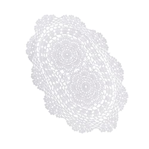 Milageto Handgemachte Weiße Ovale Gehäkelte Baumwolle Spitze Tischdeckchen Verwendung Als Tischsets, Tisch von Milageto
