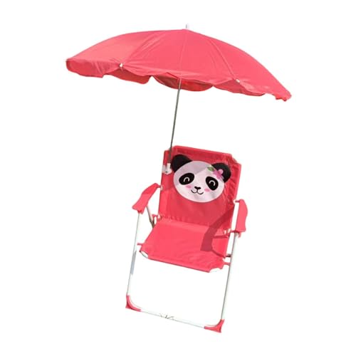 Milageto Kinderklapper Strandstuhl Klappbarer Wandersitz Sitz mit Regenschirm Sonnenschutz Faltbarer Campingstuhl für, Rot von Milageto