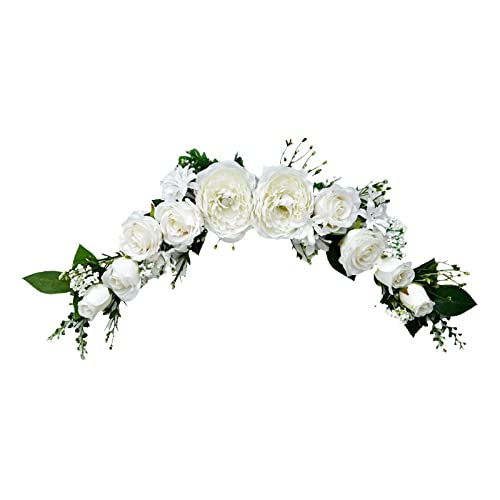 Milageto Künstlicher Bogen Blumen Blumen Swag für Zuhause Hochzeit Bogen Tür Blumendekoration, Weiß von Milageto