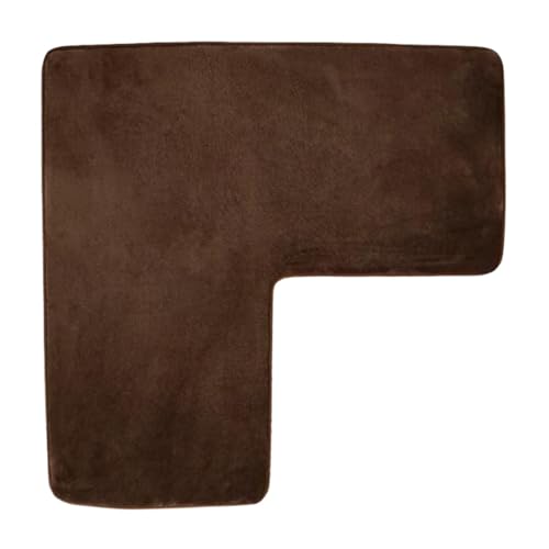 Milageto L-förmige Badematte für Badezimmer, Badvorleger, bequem, weich, waschbar, wasserabsorbierend, Bodenteppich für Home-L-förmige Räume, Braun von Milageto