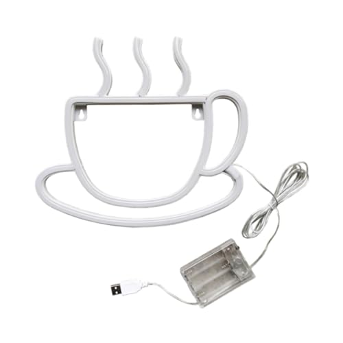 Milageto LED Kaffeetasse Neonlicht Atmosphäre Lampe Urlaubsdeko Foto Requisiten Cafe Bar Nachtlicht Modellierlichter Party Urlaub Hotel, Weiß Blau Rot von Milageto