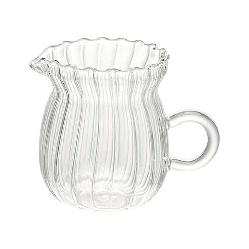 Milageto Mehrzweck-Kaffee-Milchkännchen aus Glas, tragbar, dick, leicht, transparent, hitzebeständig, B von Milageto