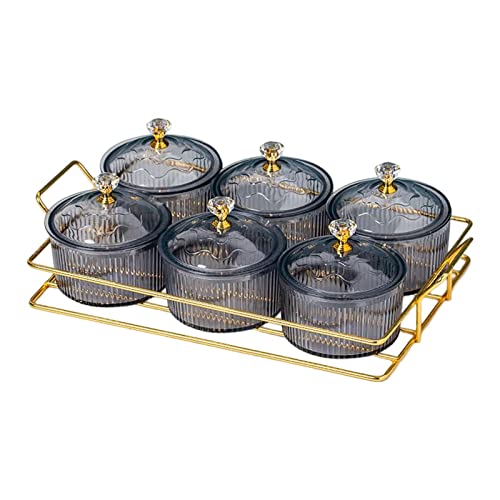 Milageto Multifunktionale Snackschalen Schalen mit Deckel Gewürztablett Obst Dessert Snacks Servierplatte für Party Küche Hochzeit Salat Nüsse, 6 Schalen Grau von Milageto