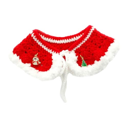 Milageto Niedlicher Weihnachtshalsband-Umhang für Haustiere, gestrickter Schal. Niedliches Weihnachtshalsband-Umhang-Schal-Kostüm für Hunde und Katzen, rot M von Milageto