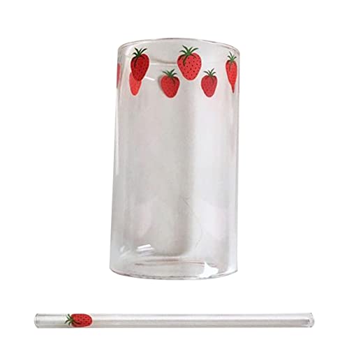 Milageto Strawberry Glass Cup Trinkgläser Tumbler Kaffeetasse Glaswaren Trinkbecher, Mehr Erdbeere von Milageto