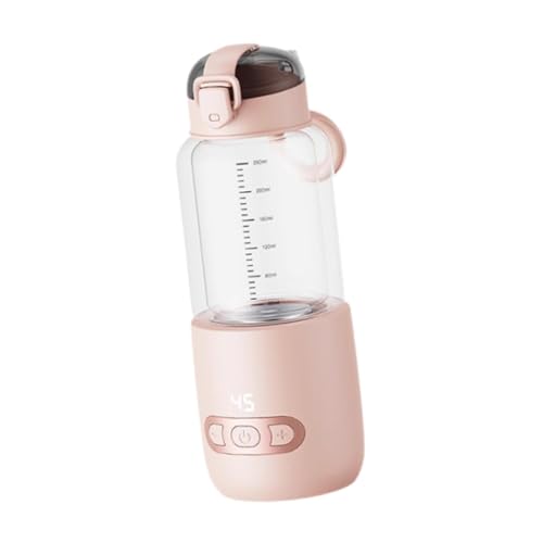 Milageto Tragbarer Flaschenwärmer, wiederaufladbar, genaue Temperaturregelung, elektrischer Wasserkocher, schnell erwärmend, Milchwärmer, Glasflaschen-Tour, rosa 250ml von Milageto