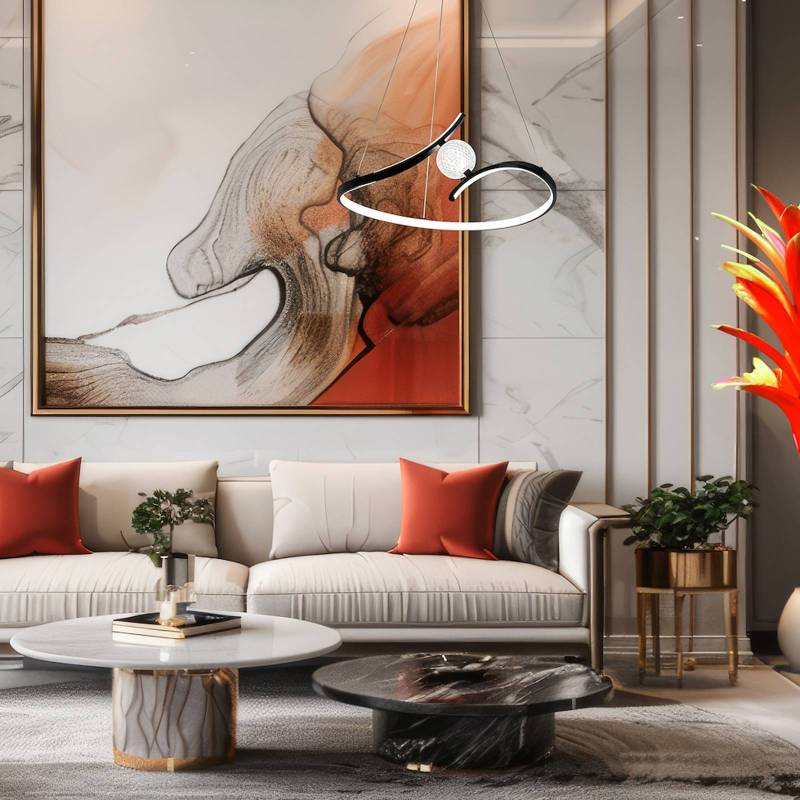 LED-Hängeleuchte Perla, Metall, Acryl, schwarz, 4.000 K von Milagro Lighting