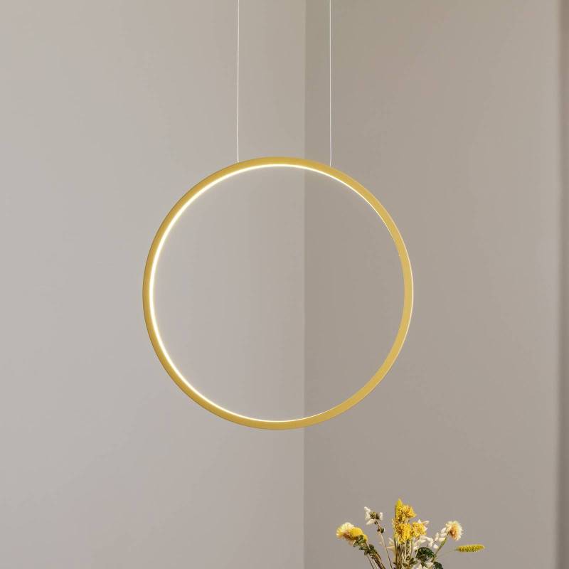 LED-Hängeleuchte Saturno vertikal, gold, Ø 50 cm, Metall von Milagro Lighting