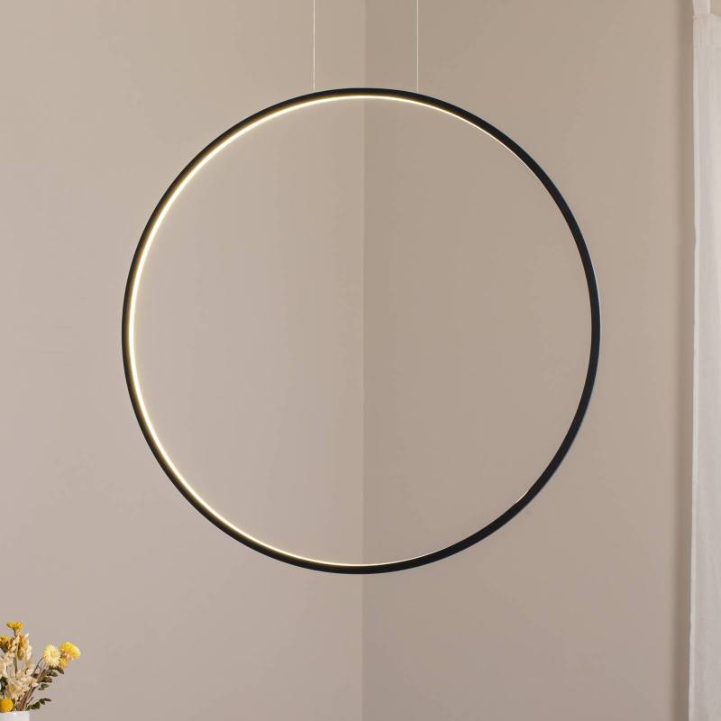 LED-Hängeleuchte Saturno vertikal, schwarz, Ø 80 cm, Metall von Milagro Lighting
