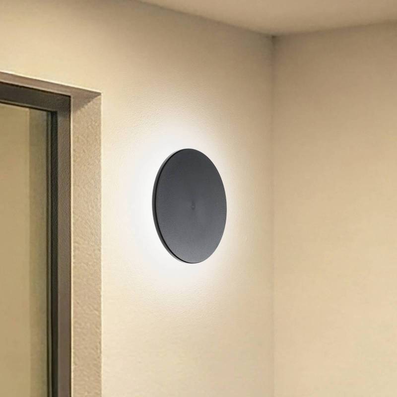 LED-Wandleuchte Disk, Ø 25cm, schwarz, Kunststoff, IP65, CCT von Milagro Lighting