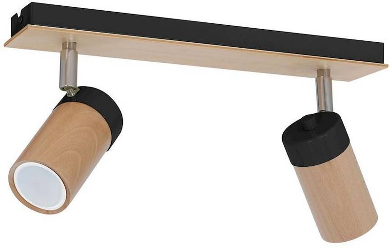 B-Ware Milagro Deckenstrahler Baron Deckenlampe Deckenleuchte Zweiflammig Schwarz/Holz von Milagro