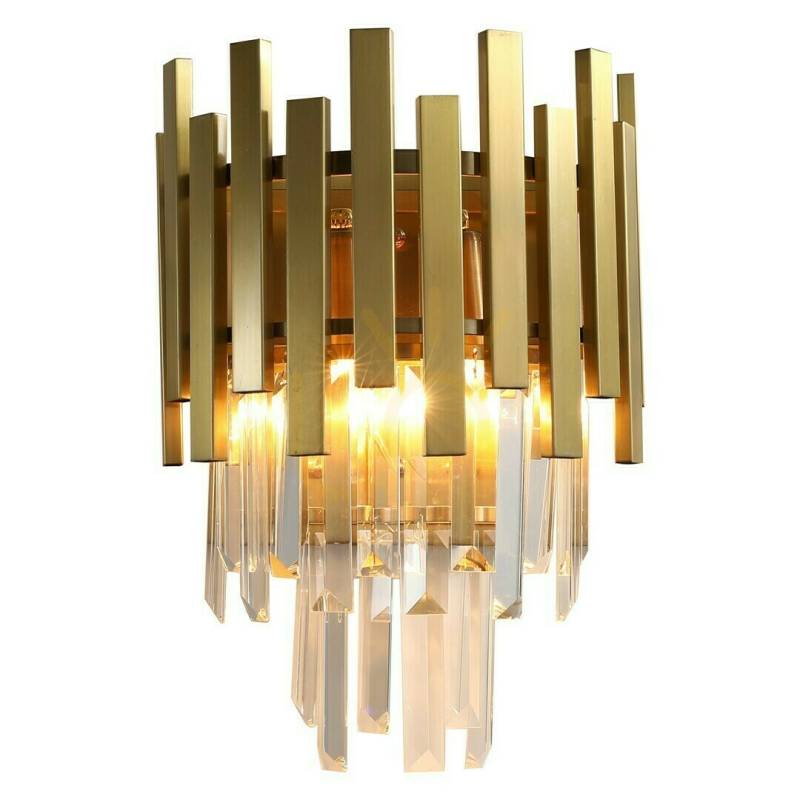 Milagro Kristall Wandleuchte Aspen Gold Wandlampe Licht Lampe Leuchte E14 B-Ware von Milagro