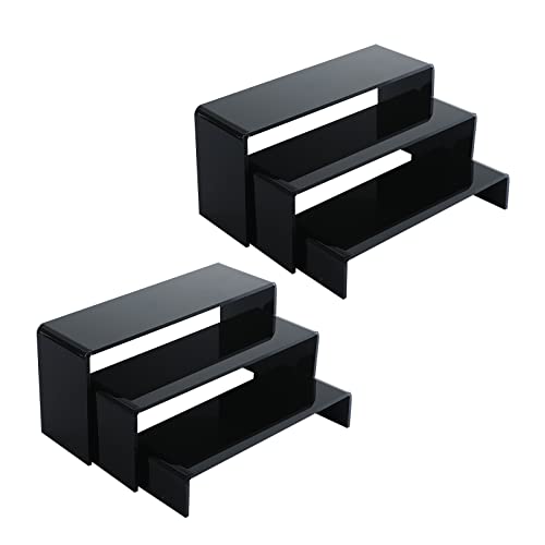2 Sets Schwarz Acryl Display Riser Rechteck Ständer für Figuren Cupcakes Dessert Schmuck Display, mit Schutzfolie von Milaloko