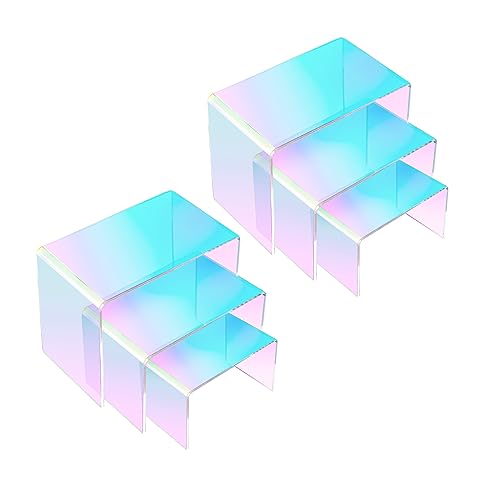 Milaloko 6Pcs Acryl Display Risers Regenbogen Showcase Stands Collectibles Display Regal, Tischplatte Display Stand für Cupcakes Dessert Candy Figuren von Milaloko