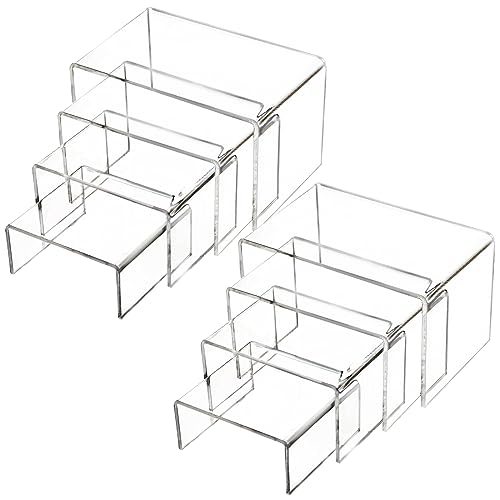 Milaloko 8Pcs Acryl Display Risers Clear Showcase Stands Collectibles Display Regal, Tischplatte Display Stand für Cupcakes Dessert Candy Figuren von Milaloko