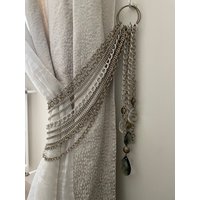 Set Von 2 X Vorhang Raffhalter, Bronze Und Silber Ketten - Halter Mit Kristall Anhängern von MilanChicChandeliers