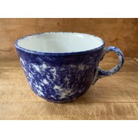 Antike Spongeware Spatterware Blau-Weiße Große Tasse Ende 1800's Farmer's Mush Cup Antike Spongeware Spatterware Blau-Weiße Große Tasse Ende 1800's Farmer's Mush Cup von MilasMercantile