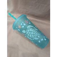 Trinkbecher Schildkröte - Glitzerbecher 700Ml Cold Cup von MilasyGeschenke