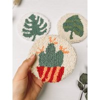 Pflanzen Mug Rugs/Tassenteppich Punch Needle Untersetzer Tassenuntersetzer Schreibtischdekoration von MildStormCrafts