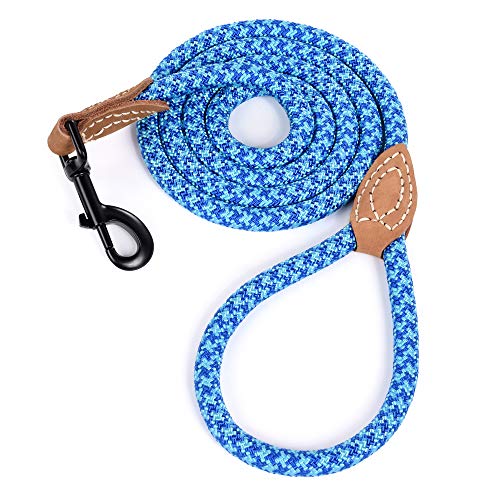 Mile High Life Leder Tailor Griff verstärken Bergsteigen Hundeseilleine mit robuster Metallverschluss (Sky Blue Hot Blue, 120 cm) von Mile High Life