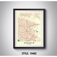 Anaheim Ca Map Print Vintage Stil Büro Wandkunst von MilesToGoMaps