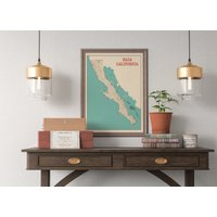 Baja California Karte Retro Mexiko Poster-Druck Baja California Karte Retro Mexiko Poster-Druck von MilesToGoMaps