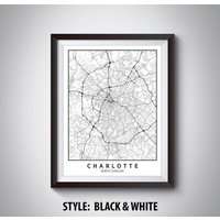 Charlotte Navy Map Print Reiseposter Im Stil Der 1940Er Jahre von MilesToGoMaps