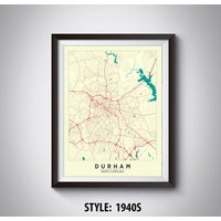 Durham North Map Print Außenstraße Im Vintage-stil von MilesToGoMaps
