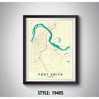 Fort Smith Ar Map Print Vintage Stil Reiseposter, Büro Wandkunst von MilesToGoMaps