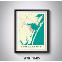 Fronleichnam Map Art Print Texas Reiseposter, Büro Wanddeko von MilesToGoMaps