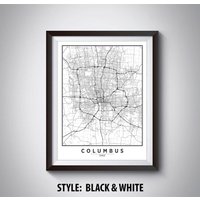 Kunstdruck Der Columbus Ohio Map Modernes Straßen - & Wasserweg-Design von MilesToGoMaps