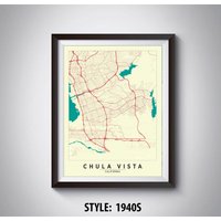 "Kunstdruck Von Chula "Vista" Ca Map." von MilesToGoMaps
