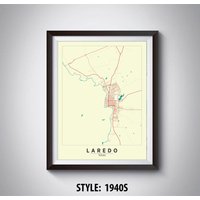Laredo Texas Map Kunstdruck Vintage Style Office Decor von MilesToGoMaps