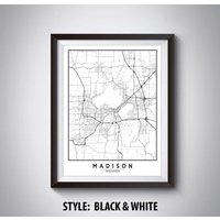 Madison Wi Map Print Vintage Style Büro Wandkunst von MilesToGoMaps